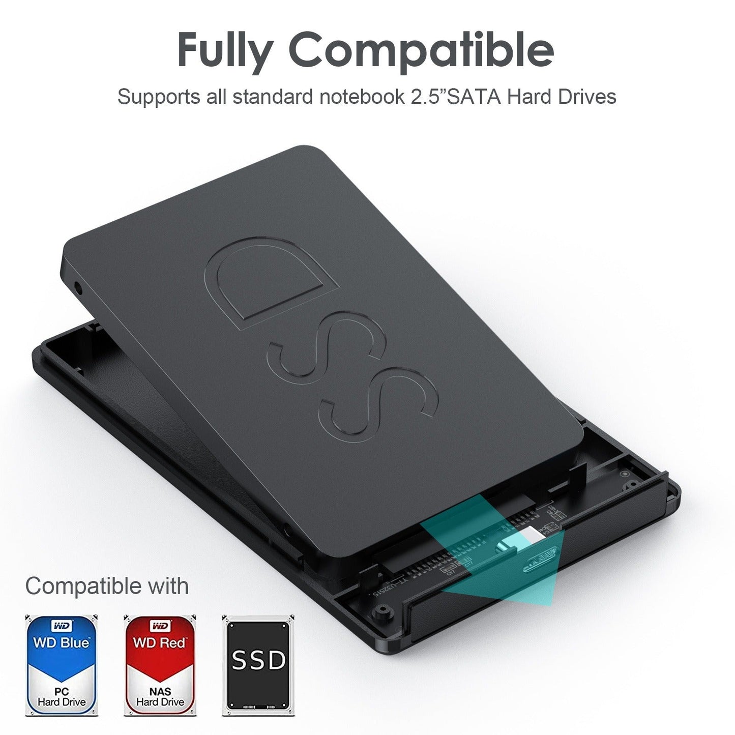 2.5-inch SATA portable hard drive box USB 3.0 portable hard drive protection box - Korvel