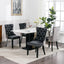 Tufted Solid Wood Contemporary PU and Velvet Upholstered Dining Chair with Wood Legs Nailhead Trim 2-Pcs Set Black+Gray - Korvel