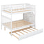 Full over Full Bunk Bed with Trundle and Staircase White - Korvel