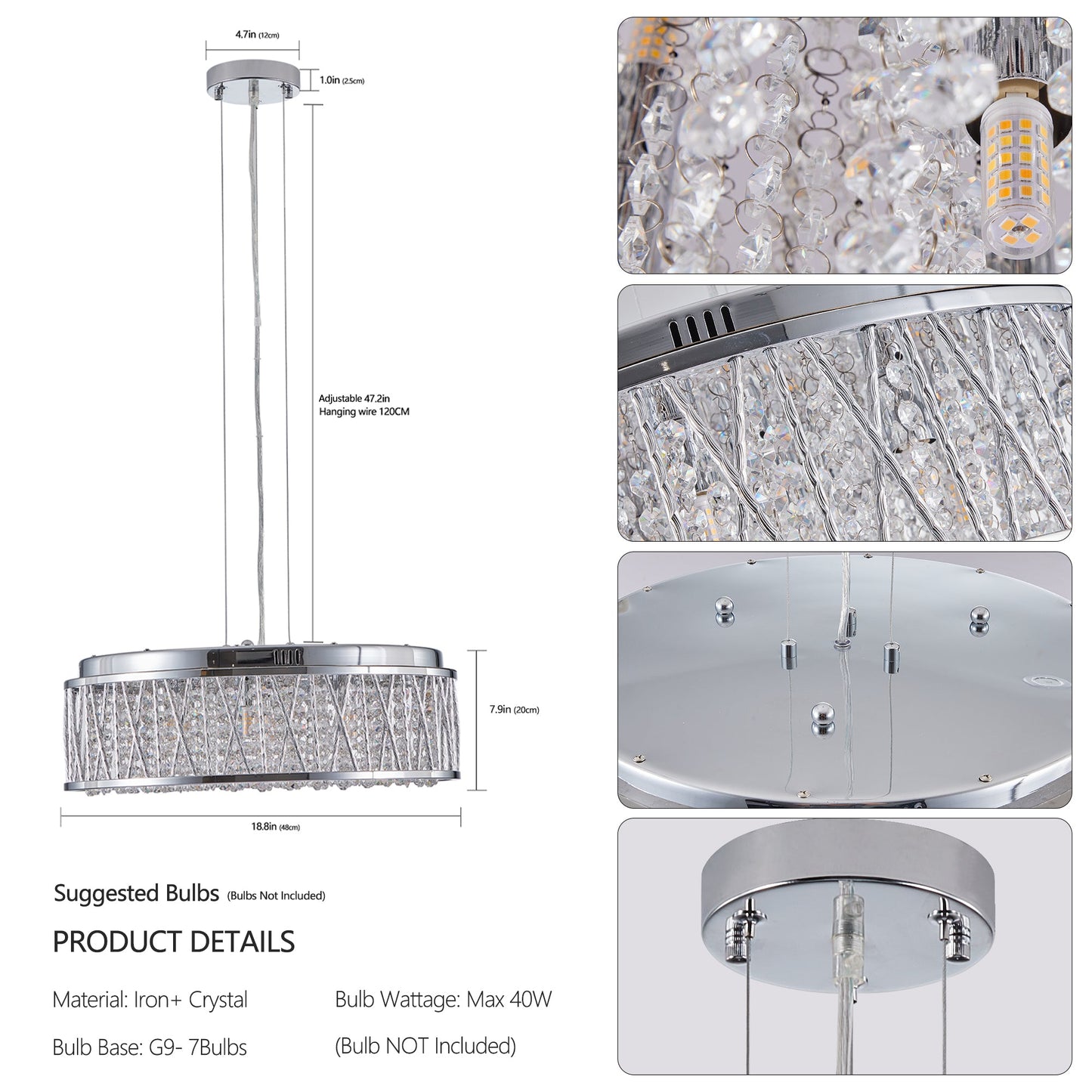 Lámpara de Techo Colgante de Cristal Moderno