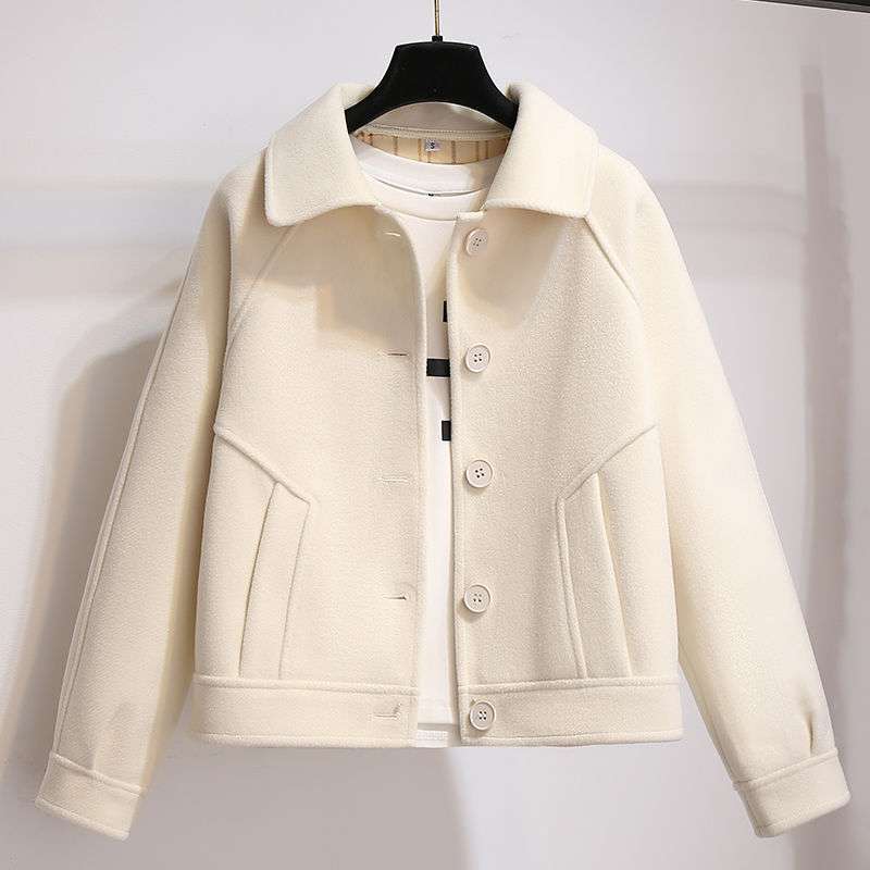 Manteau en laine court loose rétro pour femmes