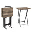 Set of 4 Folding TV Trays with Stand - Rustic Brown