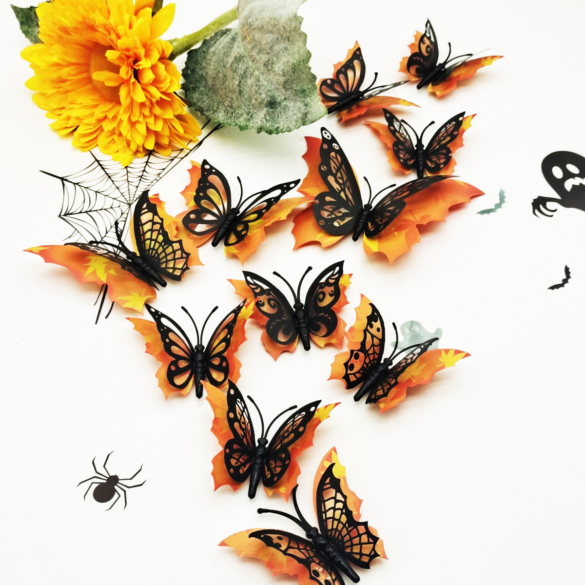 Halloween 3D Butterfly Bat Wall Stickers - 12 Pack