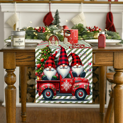 Christmas Dwarf Printed Table Flag New White Hemp Table Decoration Tablecloth Christmas Decoration Tablecloth Mat - Korvel