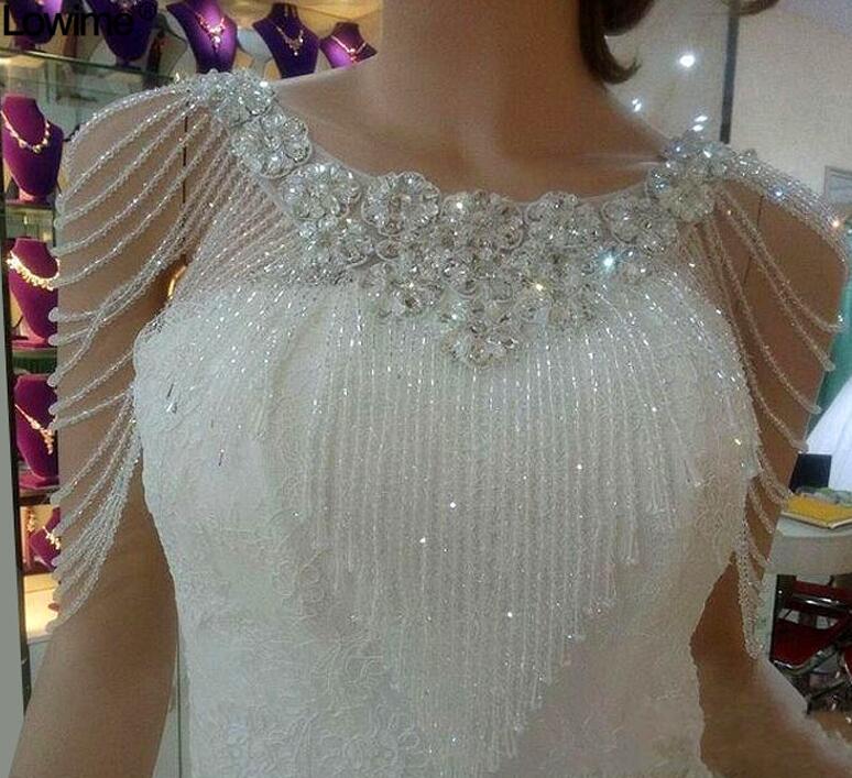White Bolero Appliques Crystals Wedding Wrap Wedding Bolero Made in China Wedding Accessories Evening Dress - Korvel