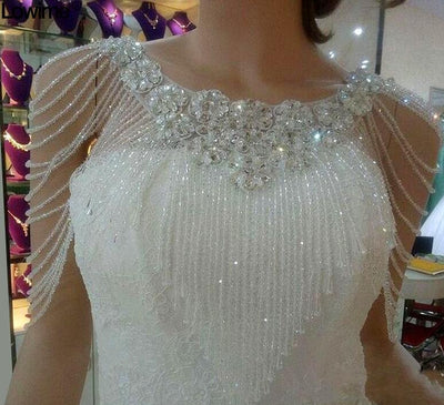 White Bolero Appliques Crystals Wedding Wrap Wedding Bolero Made in China Wedding Accessories Evening Dress - Korvel