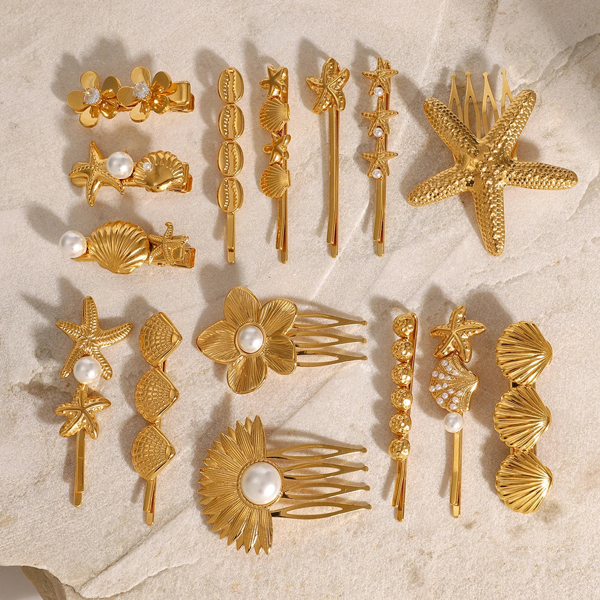 Stainless steel shell hair clip with bangs, high-end feel, ins metal hair accessories, broken hair clip at the back of the head - Korvel