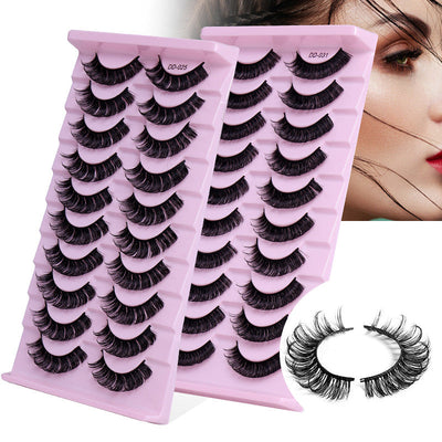 New DD Russian Large Roll Grafting Free False Eyelashes 10 Pairs Of Multi-Layer Thick Cross Mink Like Eyelashes - Korvel