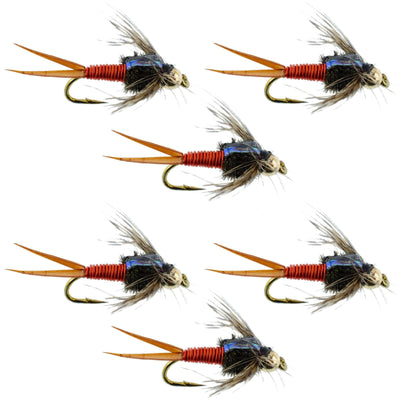 Vibrant Copper John Nymph Flies - 6 Pack for Ultimate Fishing Success - Size 14 - Korvel