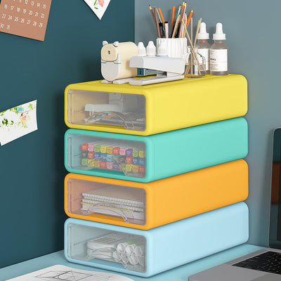 Office home desktop cosmetics stationery transparent storage box drawer type sundries storage box - Korvel