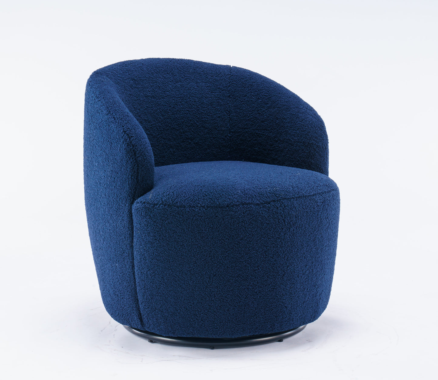 Teddy Fabric Swivel Accent Armchair - Dark Blue