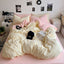 Washed Cotton Solid Color Double Spliced Four-Piece Bedding Set - Sheet, Quilt Cover, Pillowcases for Employee and Dormitory Use - Korvel