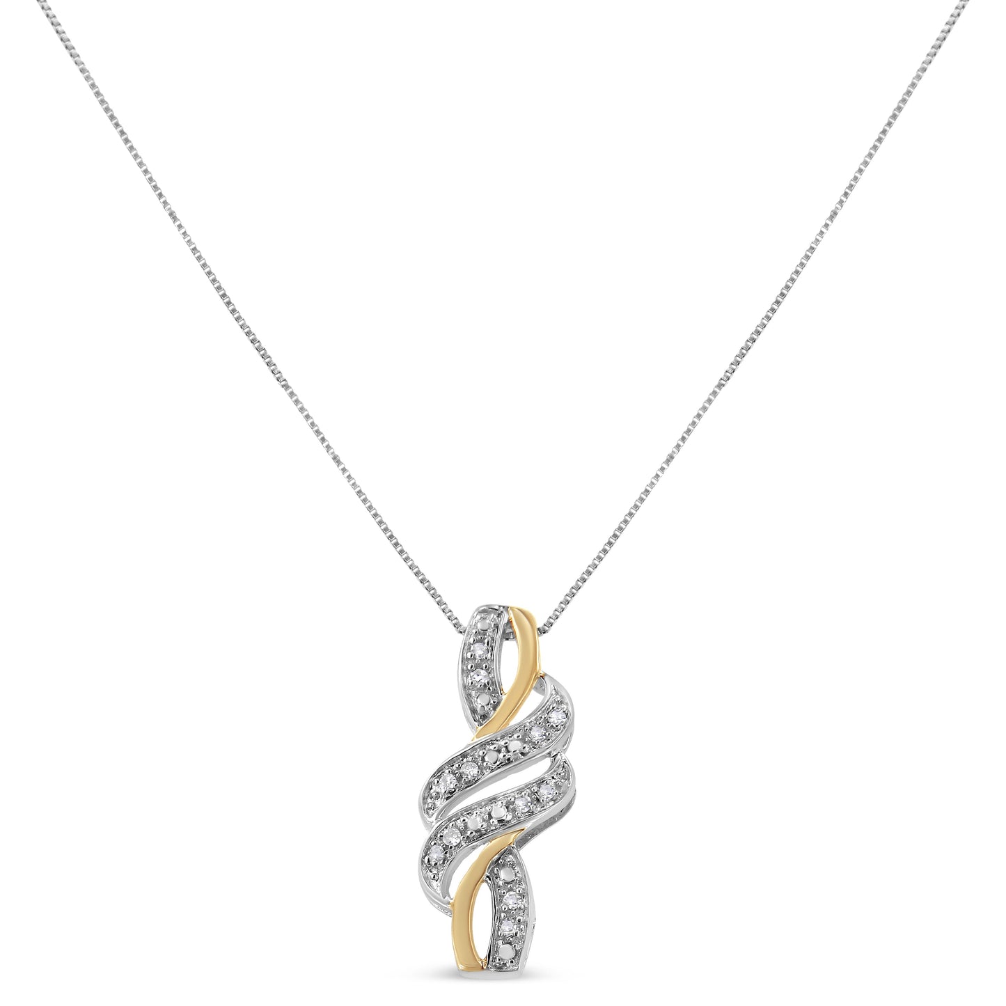 Collier Pendentif Tourbillon en Argent Sterling Plaqué Or Jaune 10K avec Diamants