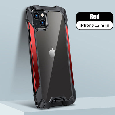 New Transparent Back Panel Protective Case Is Suitable For iPhone 13 Pro Promax Mini Metal Airbag Anti-Drop Mobile Phone Case - Korvel
