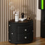 Elegant PU Nightstand with 2 Drawers and Crystal Handle,Fully Assembled Except Legs&Handles,Storage Bedside Table - Black - Korvel
