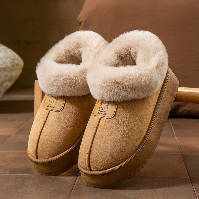 Chaussons en coton à enroulement pour femmes - Bottes de neige épaisses et à la mode