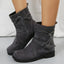 Buckle Square Heel Round Head Fashion Boots with Side Zipper