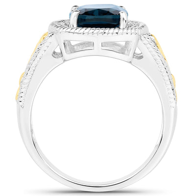 3.59 Carat London Blue Topaz & Diamond 14K Gold Ring