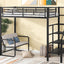 Twin Size Metal Loft Bed with Bench and Storage Staircase  Black - Korvel