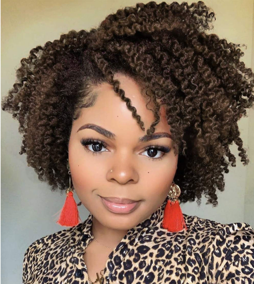 New African small curly wig female short curly hair partial full top chemical fiber headgear wigs - Korvel
