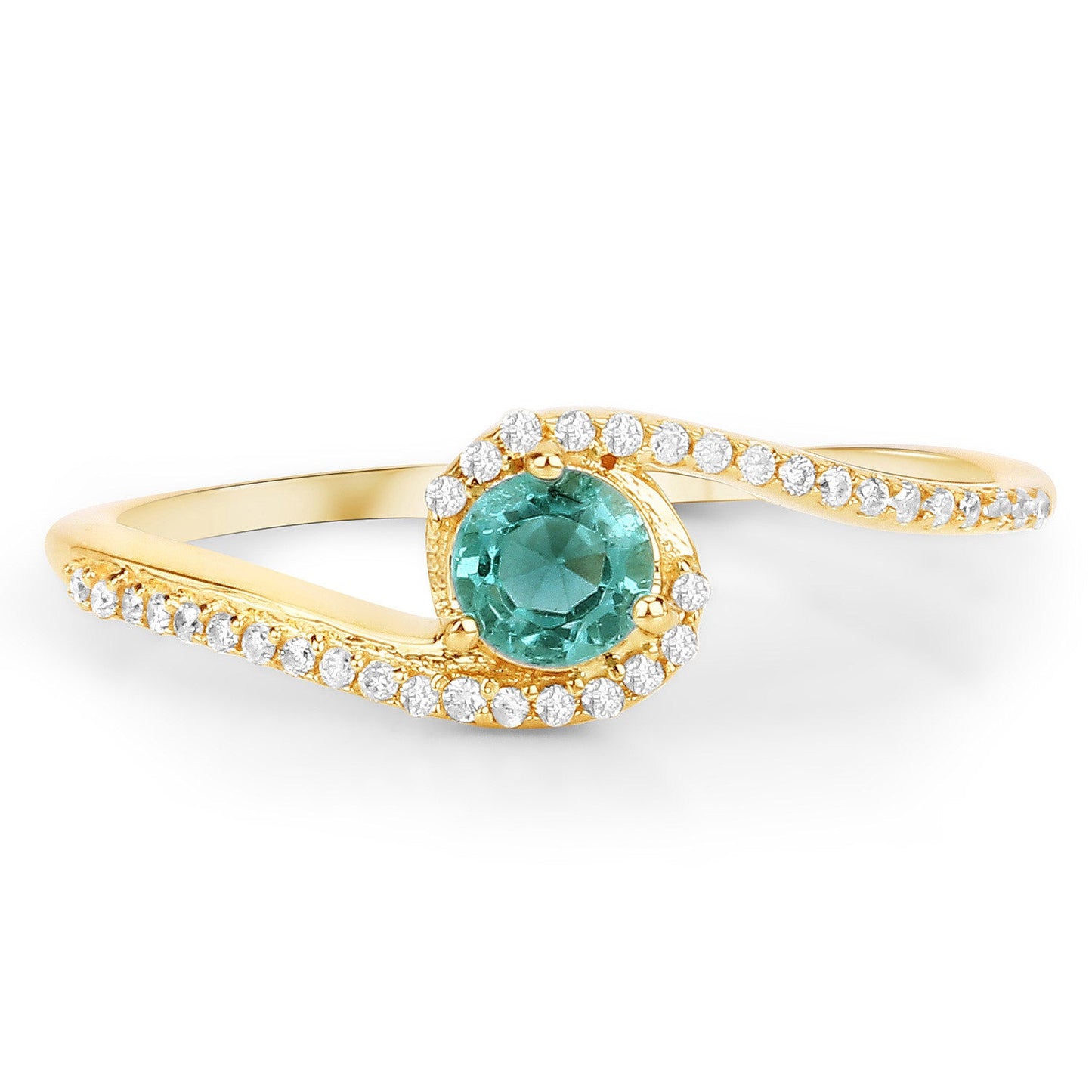 0.33 Carat Genuine Zambian Emerald and Diamond 14K Gold Ring