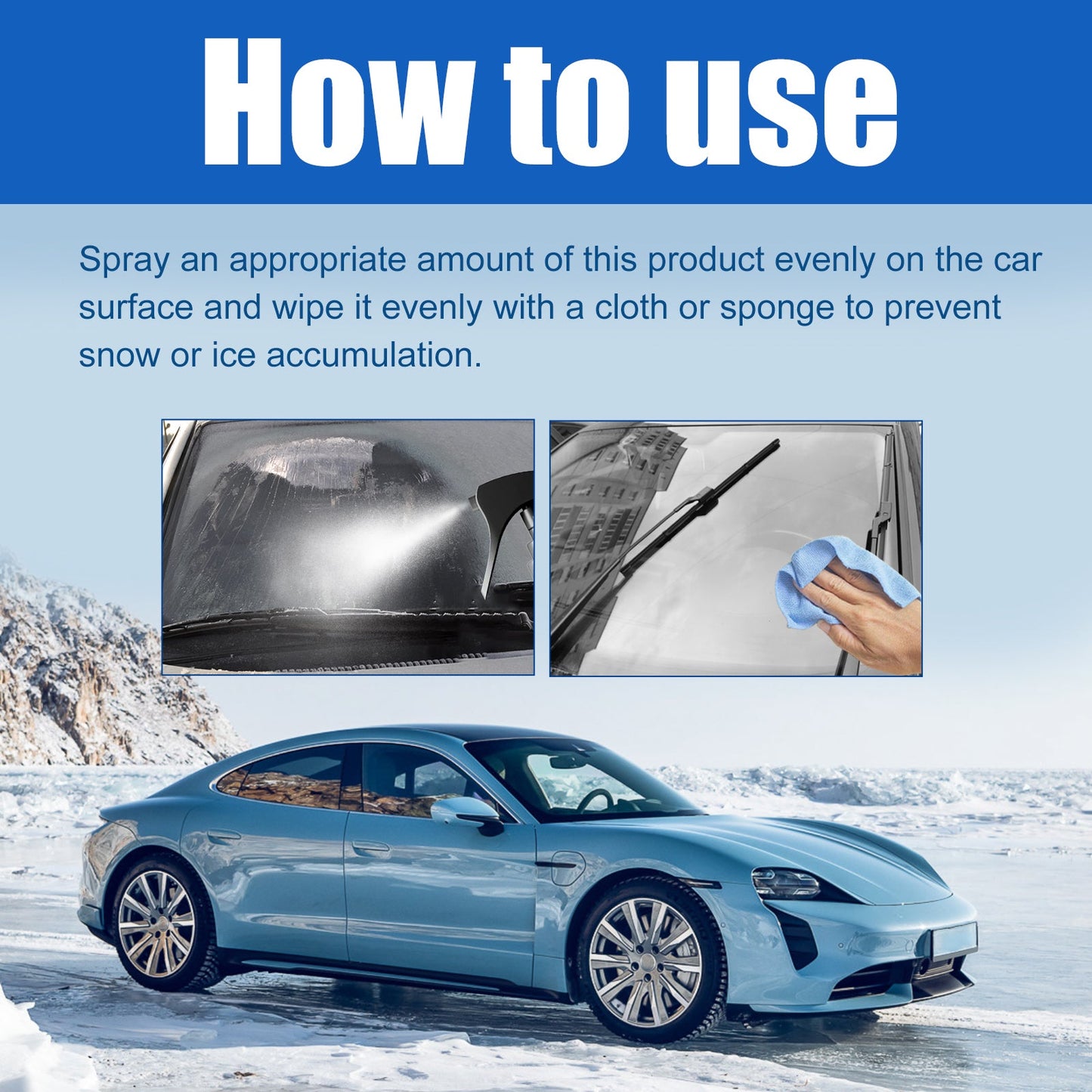 Winter Coating Snow Melt Spray, Car Windshield Fast Snow Melt Defrost Vehicle Deicing Agent - Korvel