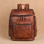Mochila de Cuero de Doble Capa Retro Genuina para Hombres