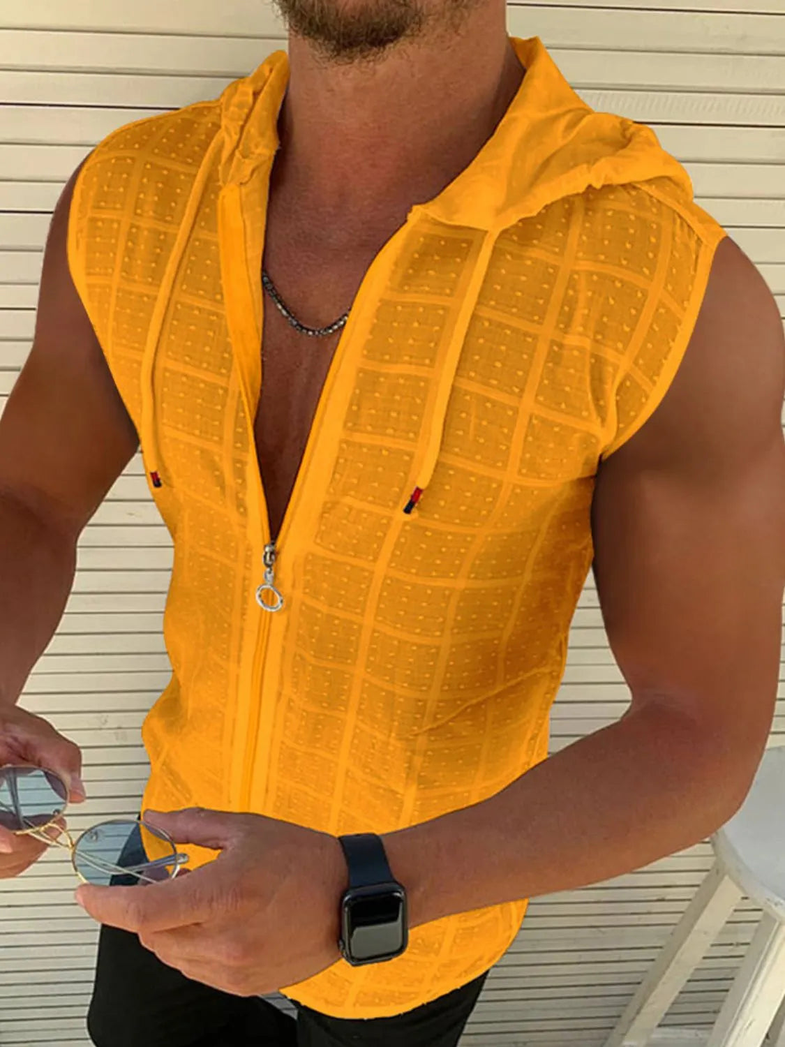 Men's Plus Size Sleeveless Zip Up Hoodie