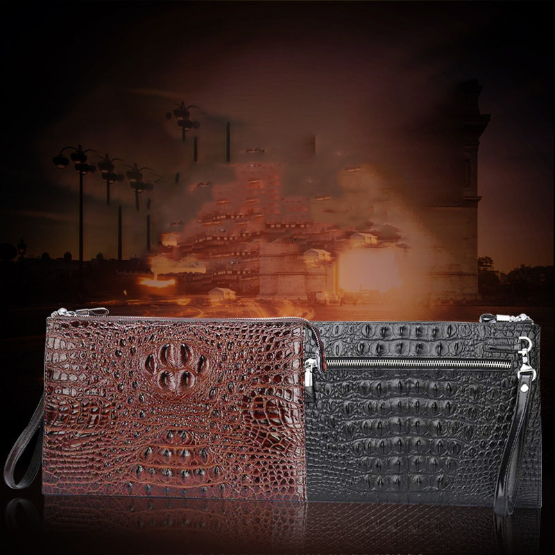 Sac sous le bras en cuir véritable crocodile pour homme A4