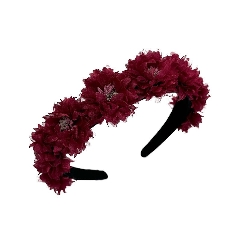 Fashionable fabric flower stamen flower hair hoop for women - Korvel