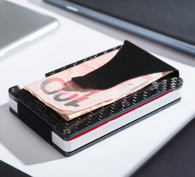 Men Card Holder Slim Carbon Fiber Credit Card Holder Metal Wallet Anti Scan Function Hold Card Coins Cash - Korvel