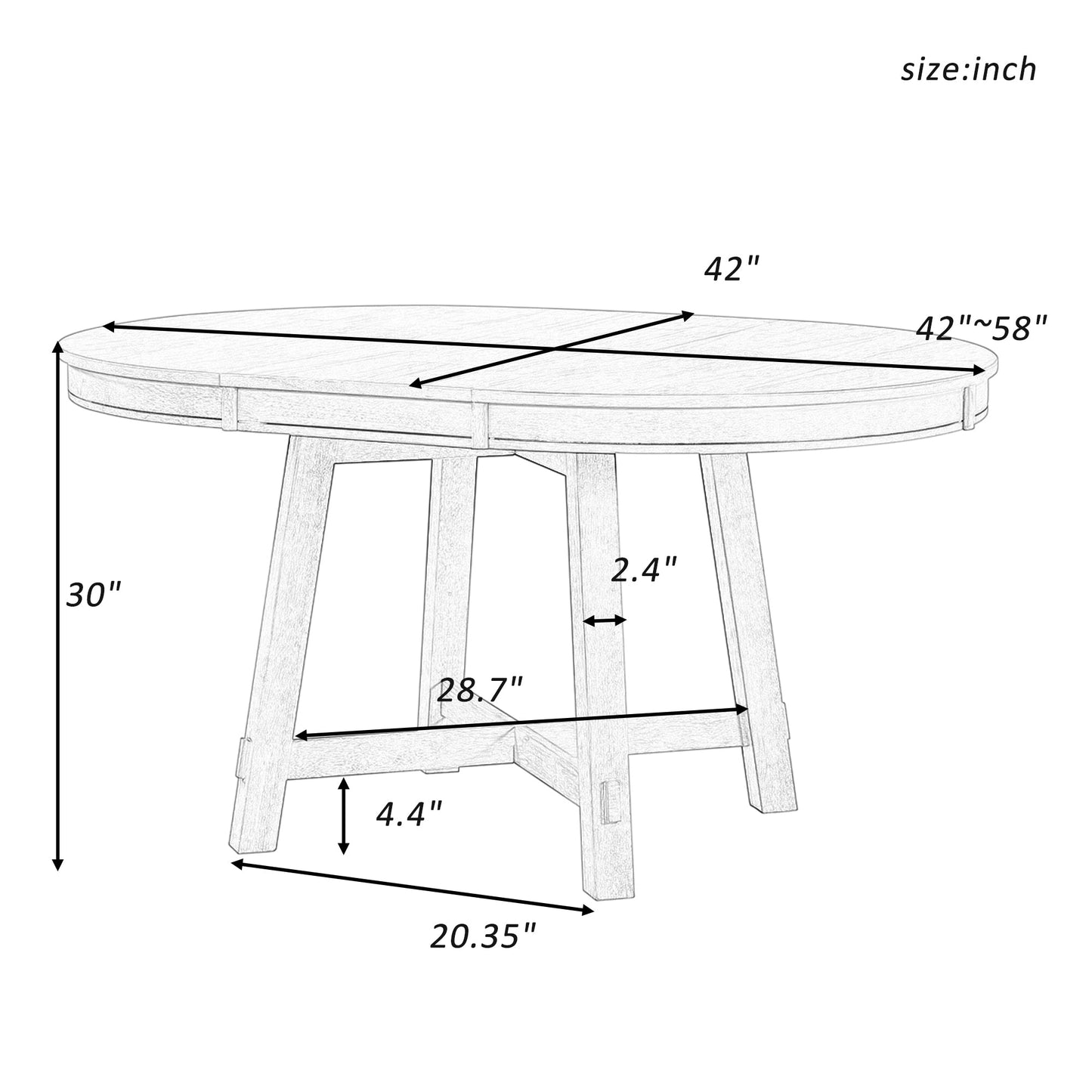 TREXM Farmhouse Round Extendable Dining Table with 16" Leaf Wood Kitchen Table (Espresso) - Korvel