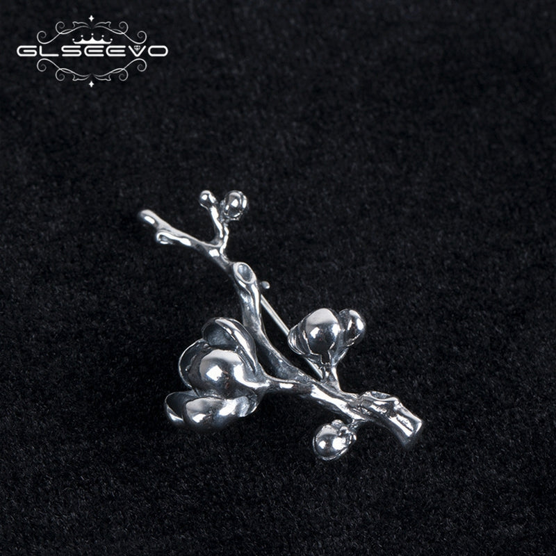 GLSEEVO Vintage Magnolia Brooches For Women Gift 925 Sterling Silver Luxury Brooch Broche Plata De Ley 925 Fine Jewellery - Korvel