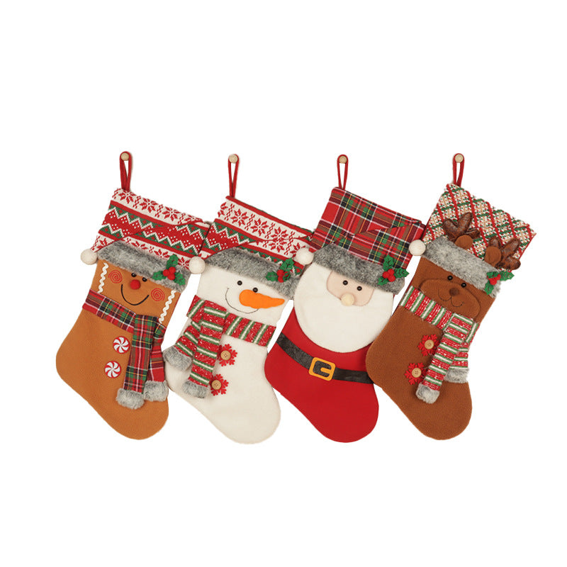 Christmas Stockings Red Santa Claus Snowman Biscuits Deer Gift Bag Christmas Tree Pendant - Korvel