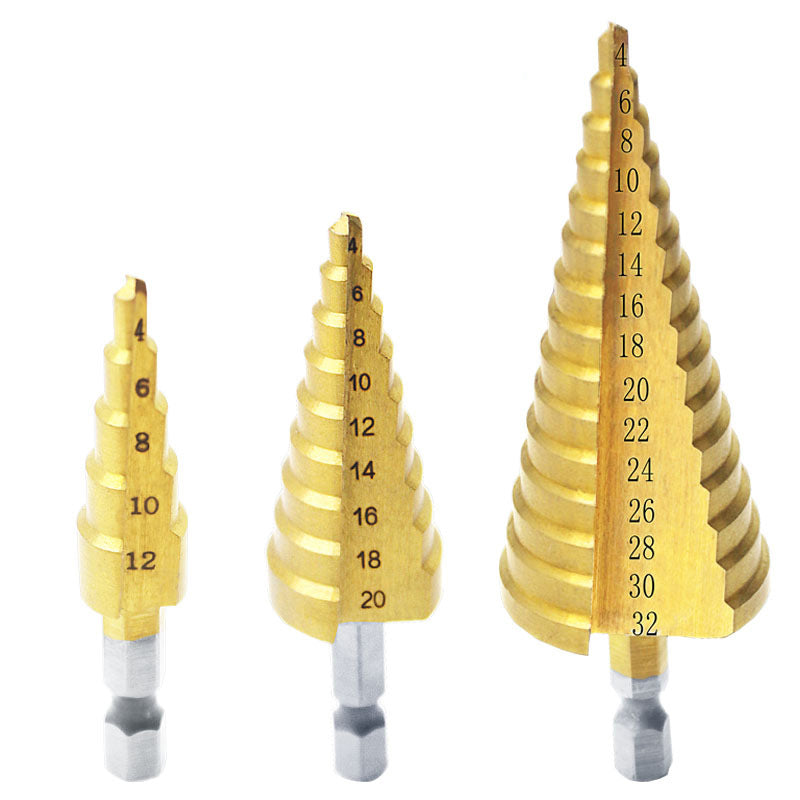 Hexagon Shank Straight Groove Step Drill Pagoda Drill Step High Speed Steel 4241 Drill Bit Set 4-32 4-20 4-12 - Korvel