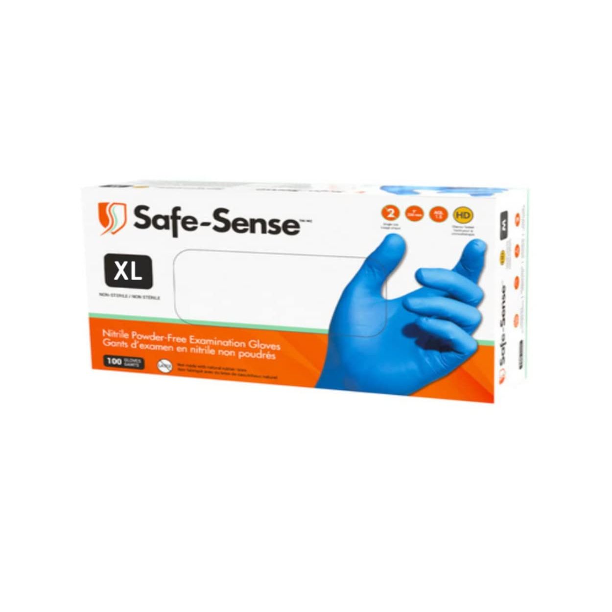 Safe-Sense Powder-Free Nitrile Gloves, X-Large (100 Count)