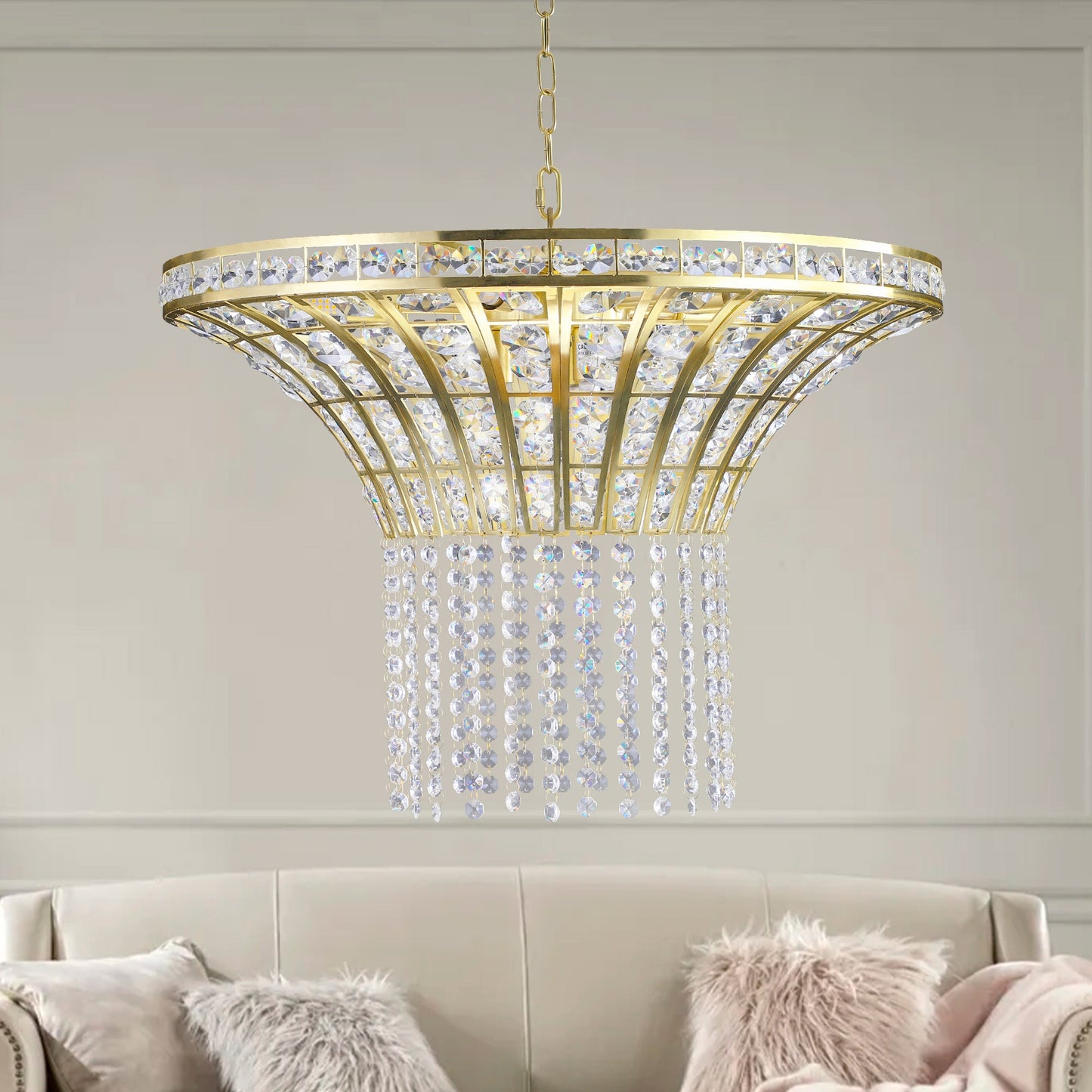 (Same as W1340120181/L5021) 8-Light 23.6" Wide Crystal Waterfall Chandelier (Bulb Not Included) - Korvel