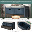 TREXM Storage Bench with Removable Basket and 2 Drawers, Fully Assembled Shoe Bench with Removable Cushion (Navy) - Korvel