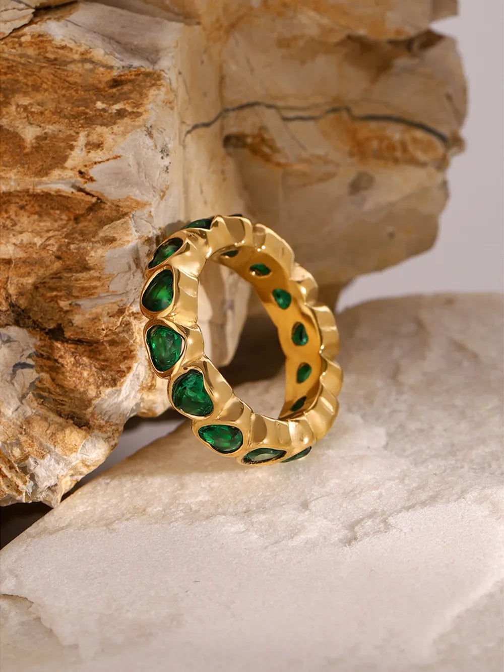 18K Gold-Plated Inlaid Zircon Ring - Korvel