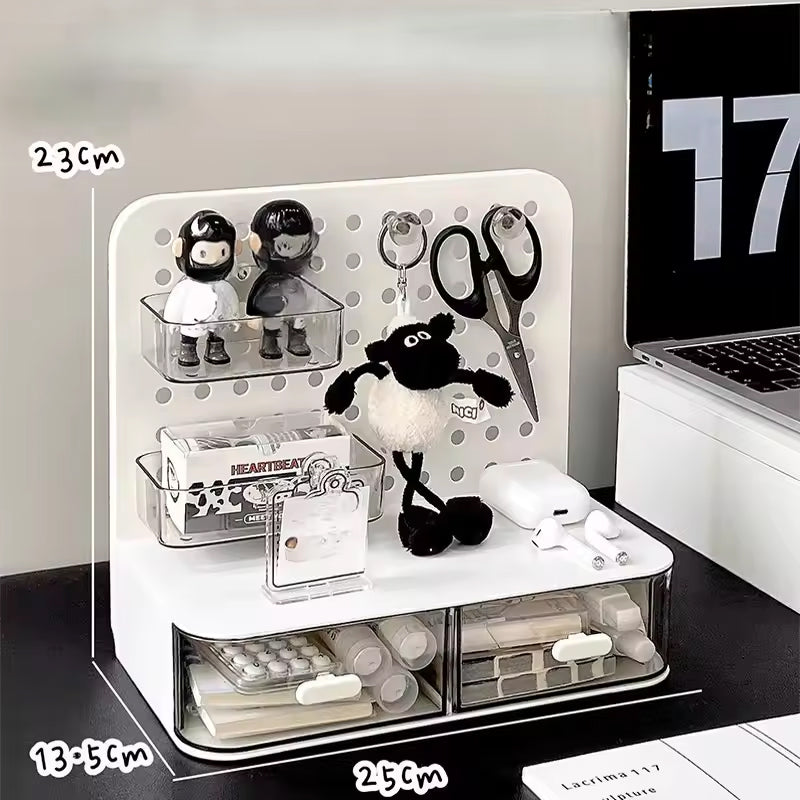 Premium Desk Organizer with Hook Drawer and Card Display Stand