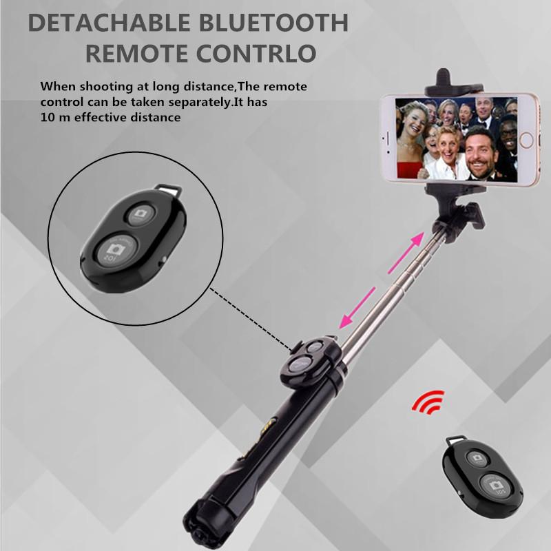 Mini Selfie Stick Foldable Tripod 3 in 1 Universal Romote Bluetooth Stick - Korvel