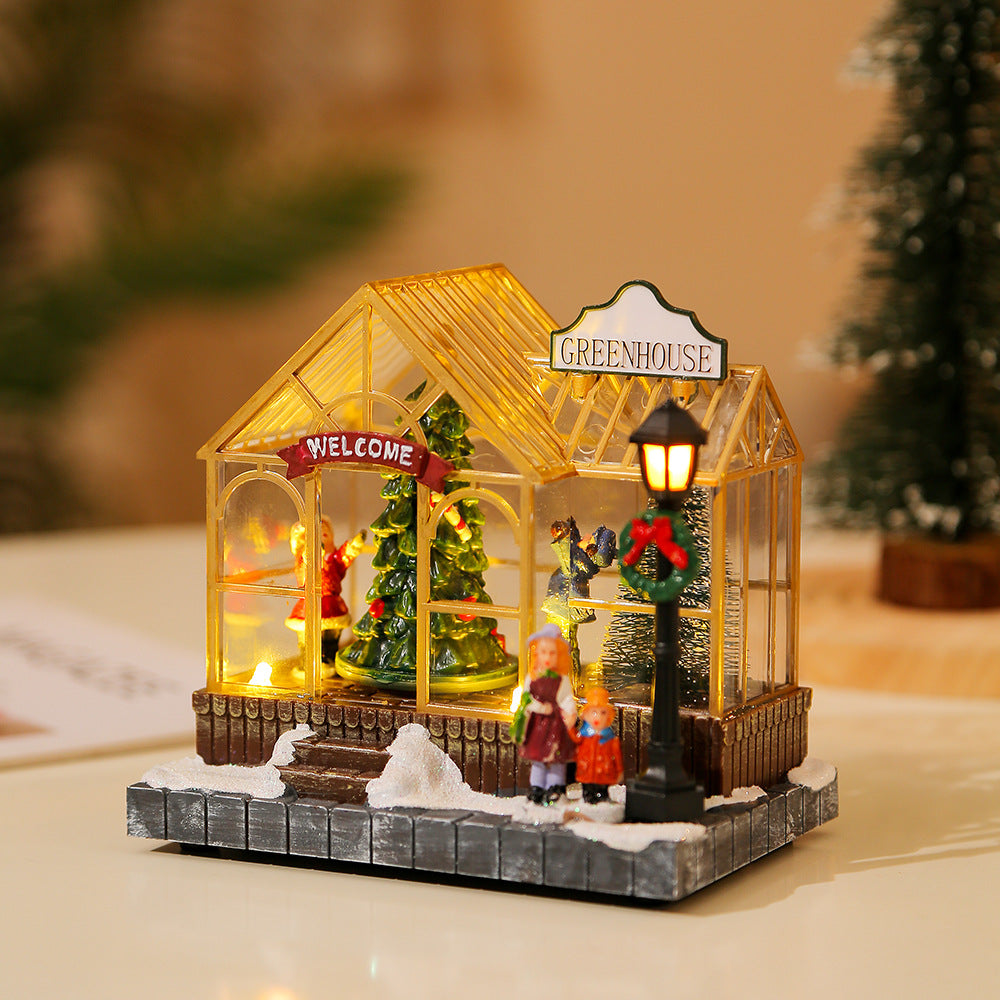 Christmas gifts, Christmas decorations, glowing music, houses, resin crafts, creative desktop ornaments - Korvel