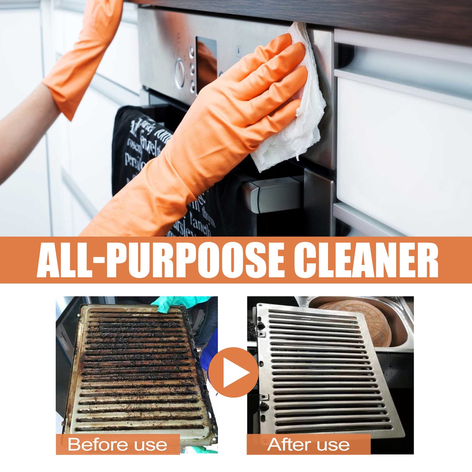 Multi-Purpose Kitchen Cleaner, Kitchen Stove Range Hood Stainless Steel Cooker Grease Cleaner - Korvel