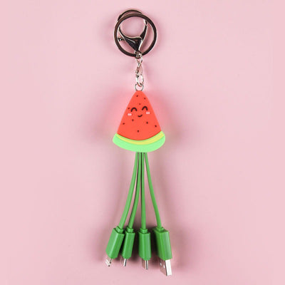Summer cartoon charging cable refreshing fruit watermelon smiling face keychain data cable creative mobile fast charging cable - Korvel