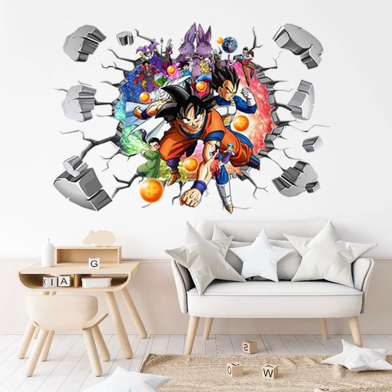 Riman Dragon Ball 3D Wall Sticker Corridor Layout Decorative Sticker Super Saiyan Cartoon DIYSticker Son Goku Children's ToyGift - Korvel
