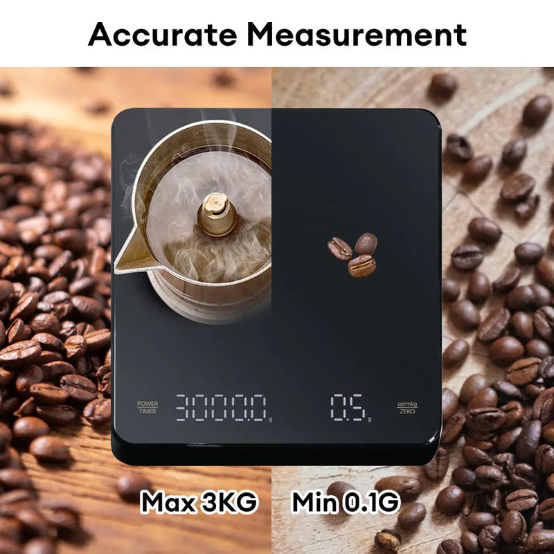 Digital Coffee Scale with Timer LED Screen Espresso USB 3kg Max.Weighing 0.1g High Precision Measures in Oz/ml/g Kitchen Scale - Korvel