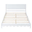 Queen Size Wood Platform Bed Frame, Retro Style Bed with Rectangular Headboard,No Need Box Spring,White - Korvel