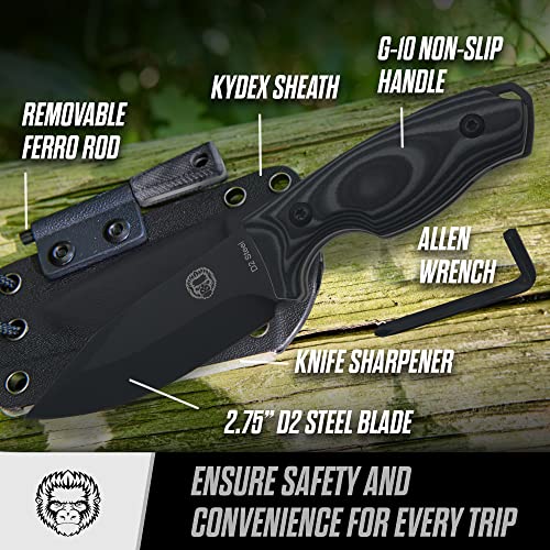Ultimate Baby Silverback Survival Knife Set for Outdoor Enthusiasts (Black Blade & Grey Accents) - Korvel