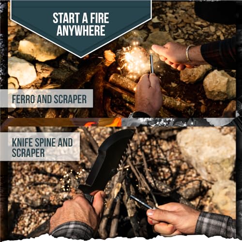 Tracker D2 Premium Bushcraft Survival Knife Set (Black & Gray) - Korvel