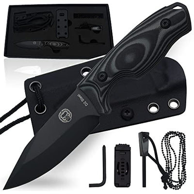 Ultimate Baby Silverback Survival Knife Set for Outdoor Enthusiasts (Black Blade & Grey Accents) - Korvel